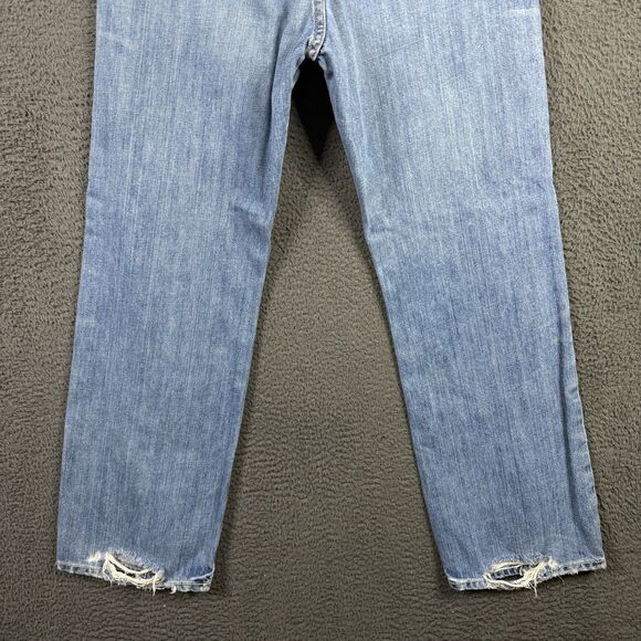 Vtg Abercrombie & Fitch Jeans Mens 30x32 Blue Bootcut Distressed Light Wash Y2K - Picture 13 of 16